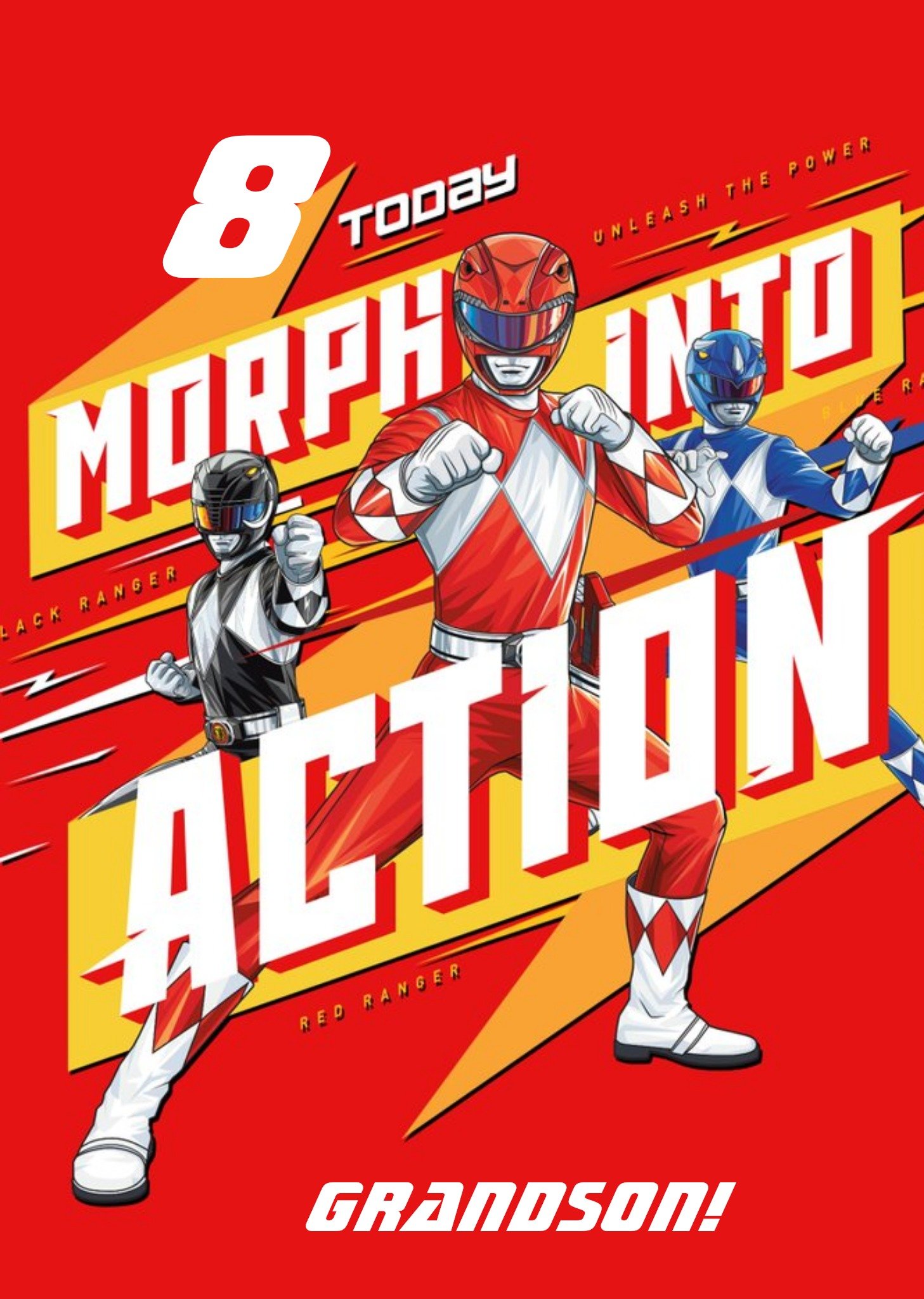 Other Power Rangers Morph Into Action 8 Today Birthday Card, Large