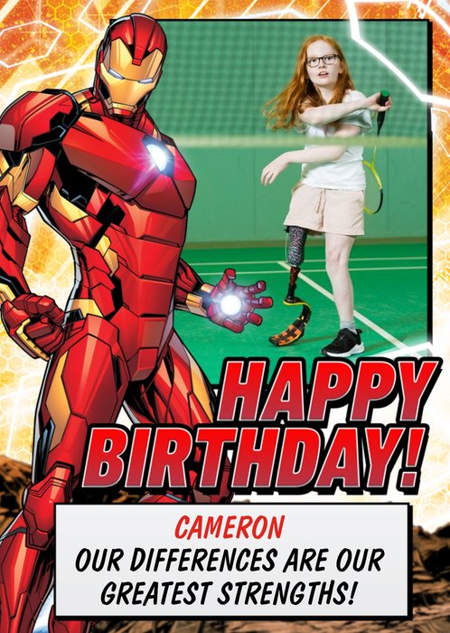 Marvel Avengers Iron Man Comic Book Style Photo upload Birthday Card