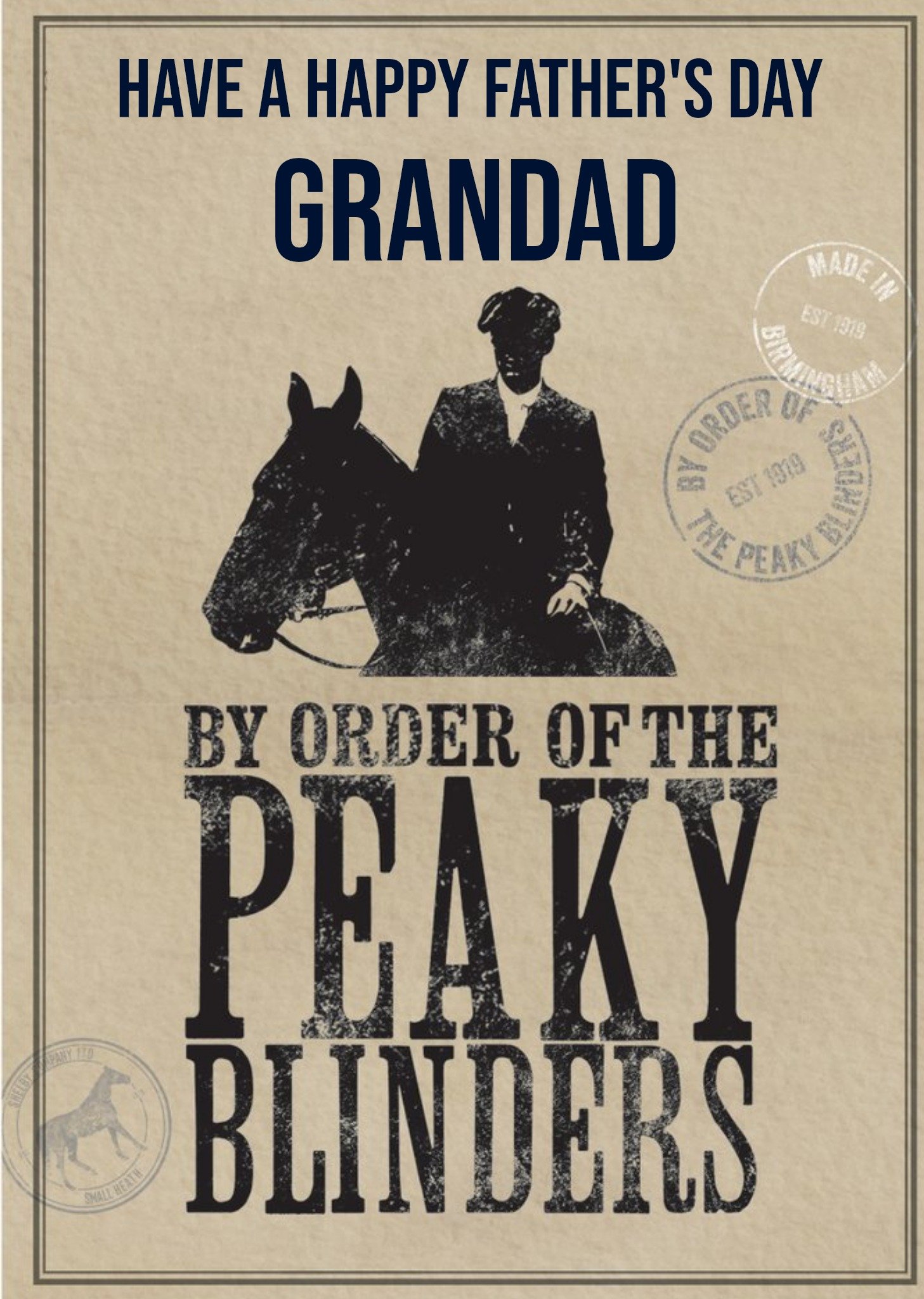 Peaky Blinders Birthday Card By Order Of The Peaky Blinders, Large