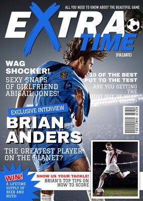 Extra Time Soccer Spoof Magazine Personalised Photo Upload Happy Birthday Card