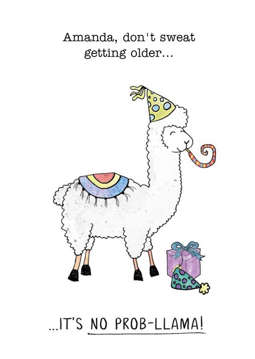 Funny Getting Older Llama Birthday Card