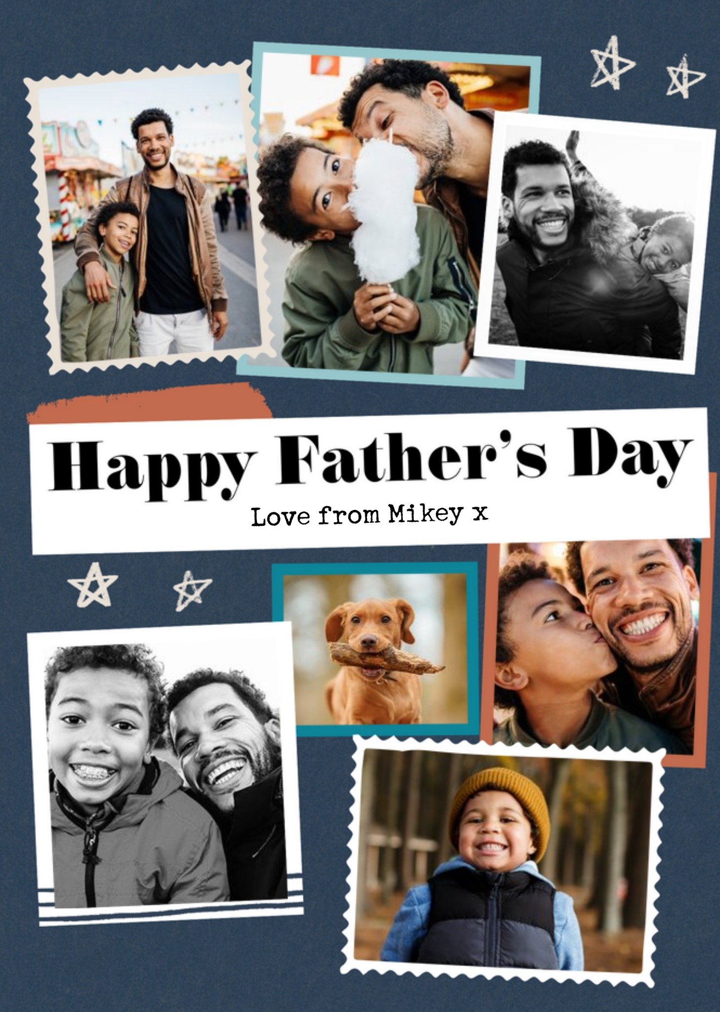 Moonpig Modern Photo Upload Collage Father's Day Card, Large