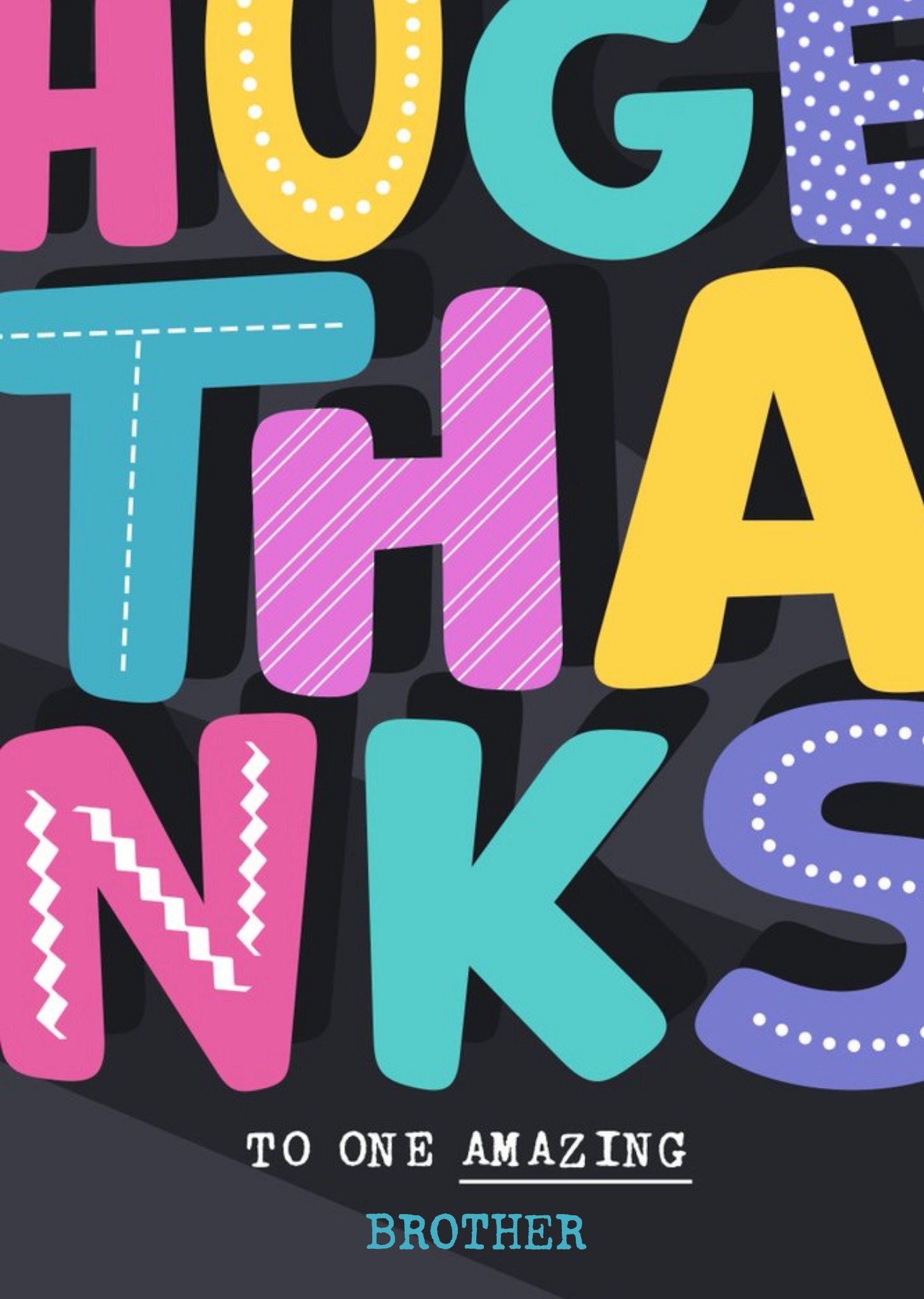 Large And Colourful Typography Thank You Card Ecard