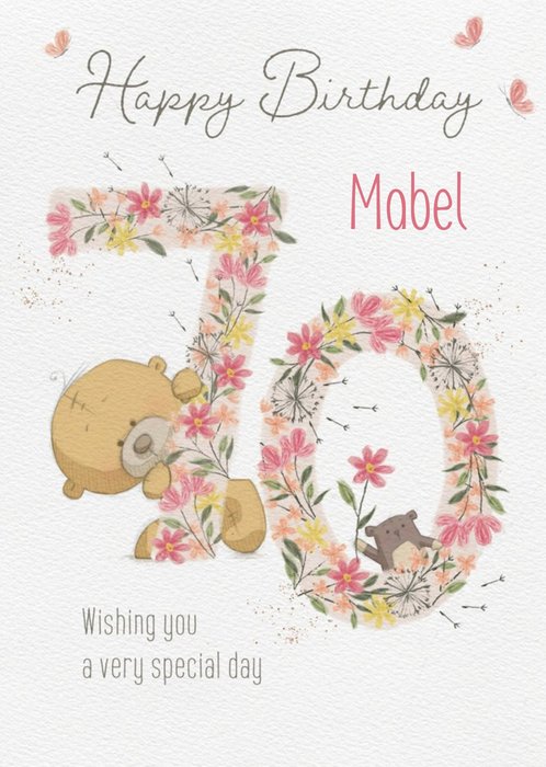Cute Uddle Floral 70th Birthday Card