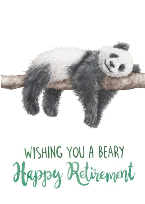 Funny Cute Pun Panda Illustration Happy Retirement Card
