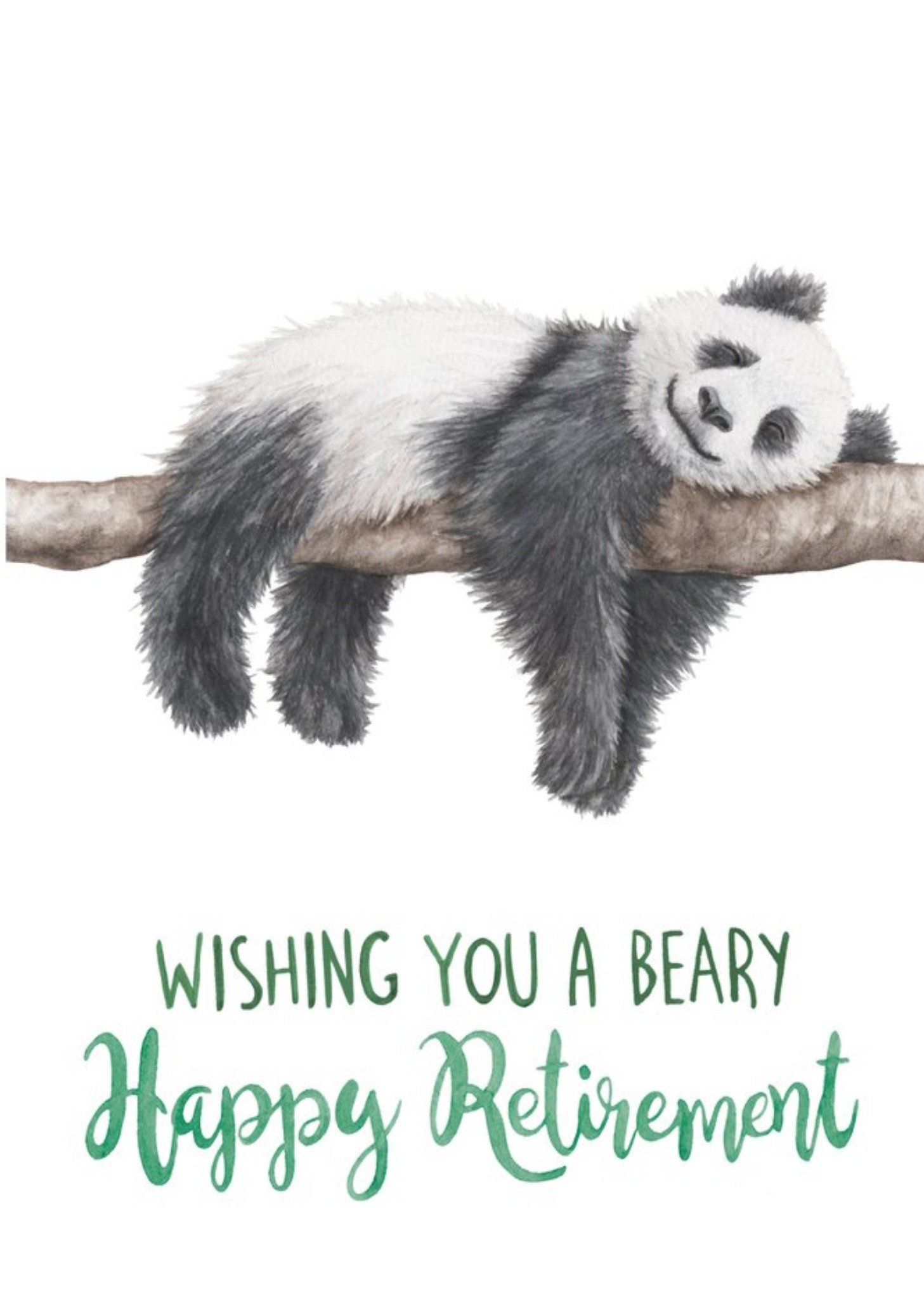 Funny Cute Pun Panda Illustration Happy Retirement Card Ecard