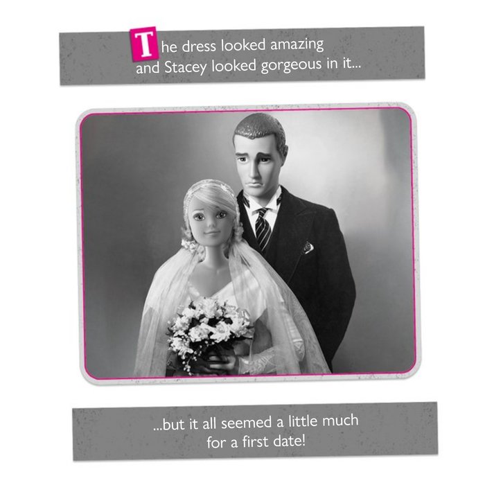 Dressing Up As A Bride On The First Date Personalised Card