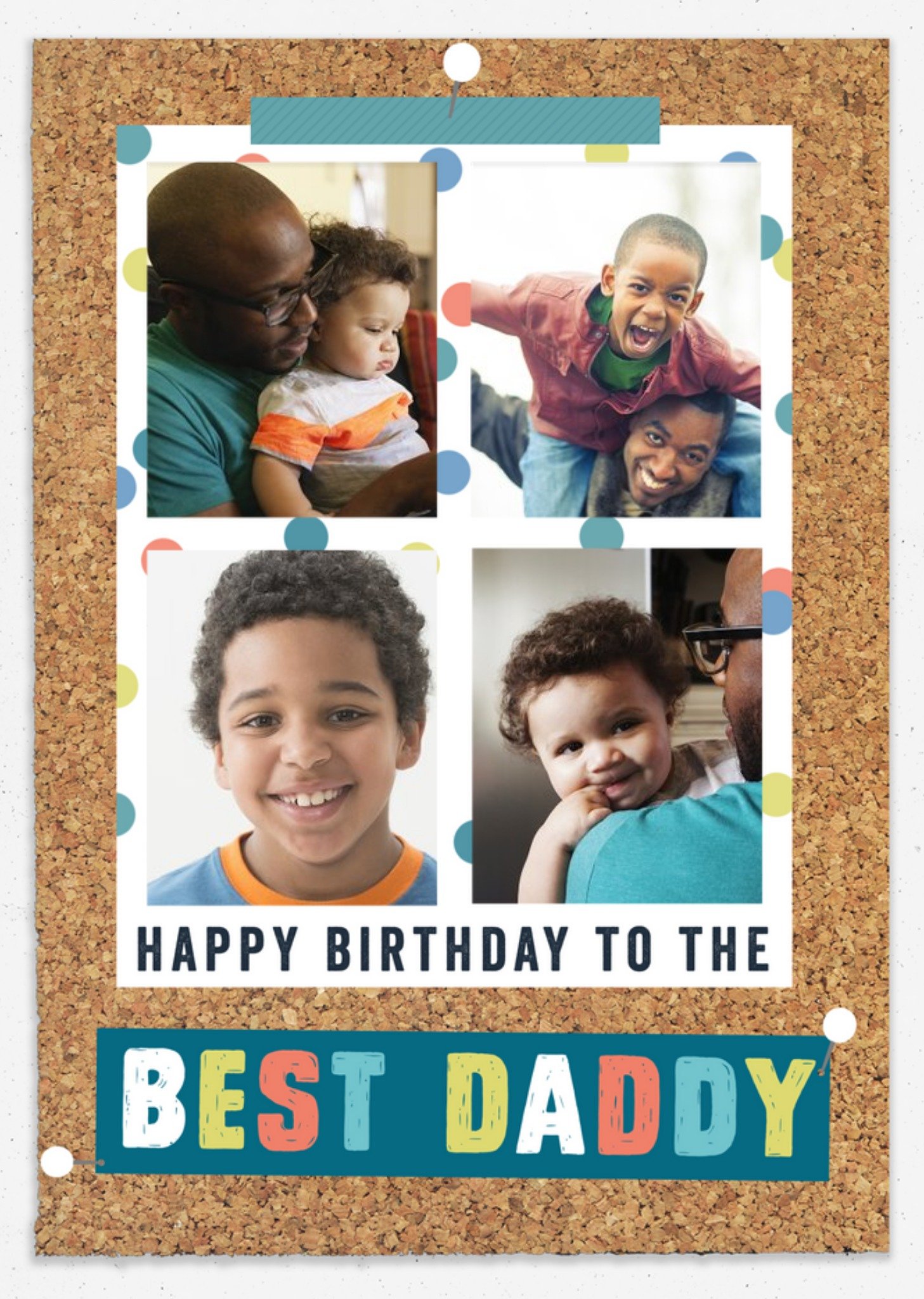 Moonpig Pinboard Happy Birthday - Photo Upload Postcard - Best Daddy