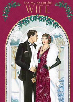 Art Deco For My Beautiful Wife Christmas Card