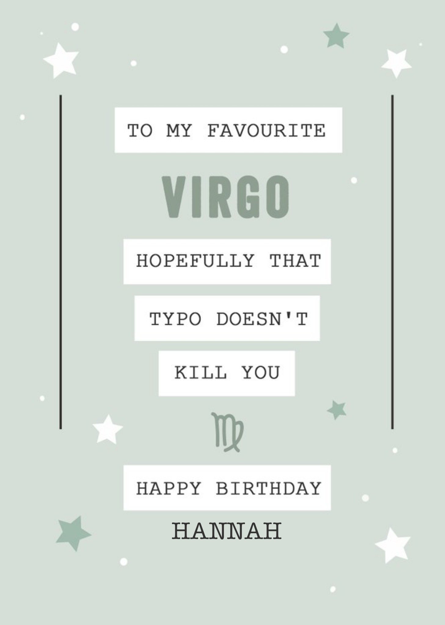 Moonpig Funny Virgo Zodiac Birthday Card, Large