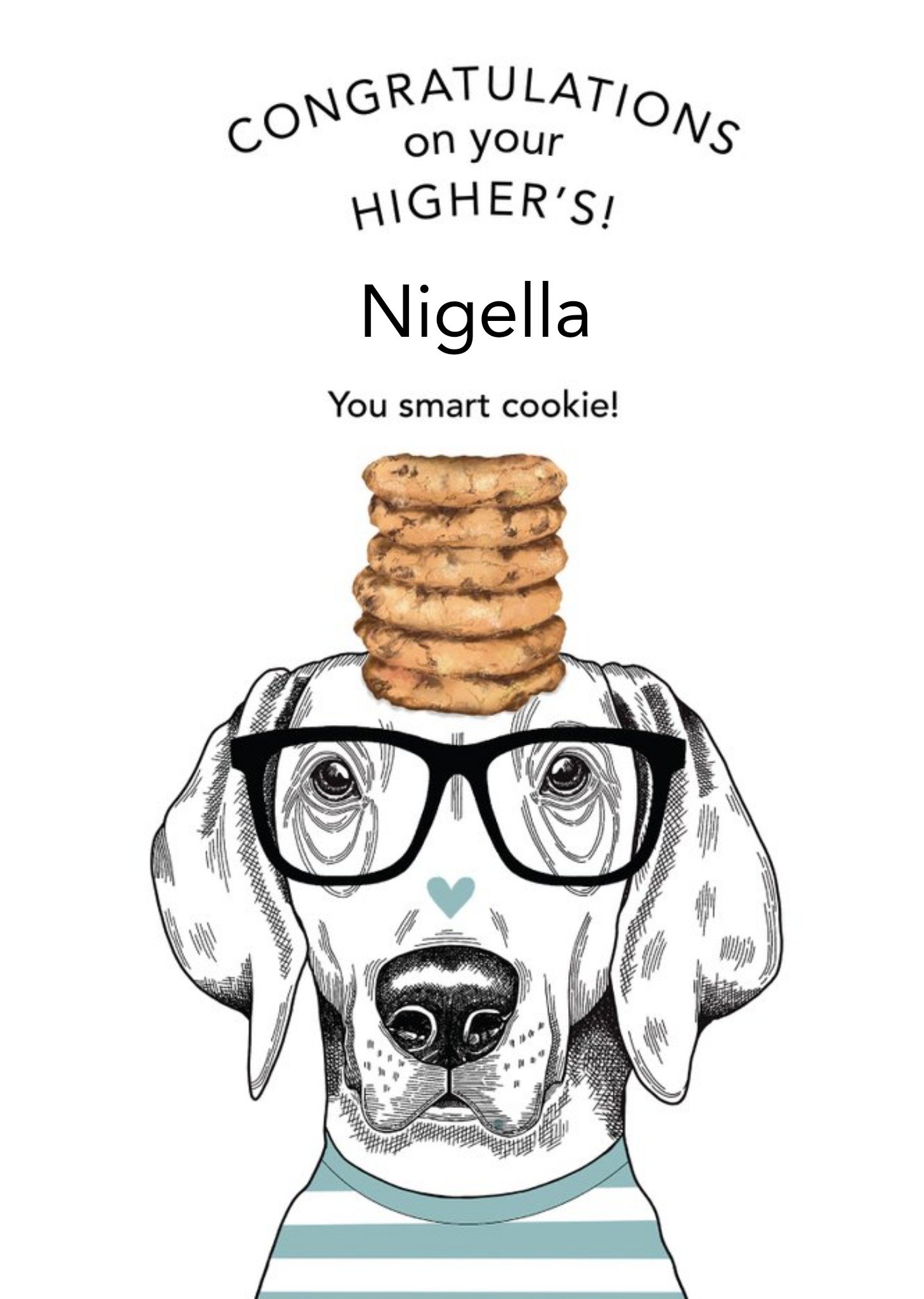 Moonpig Dotty Dog Art Illustrated Sausage Dog Highers Exams Congratulations Card Ecard