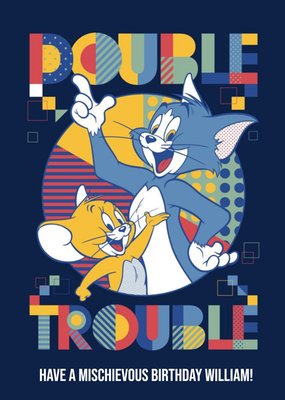 Tom and Jerry Abstract Double Trouble Birthday Card