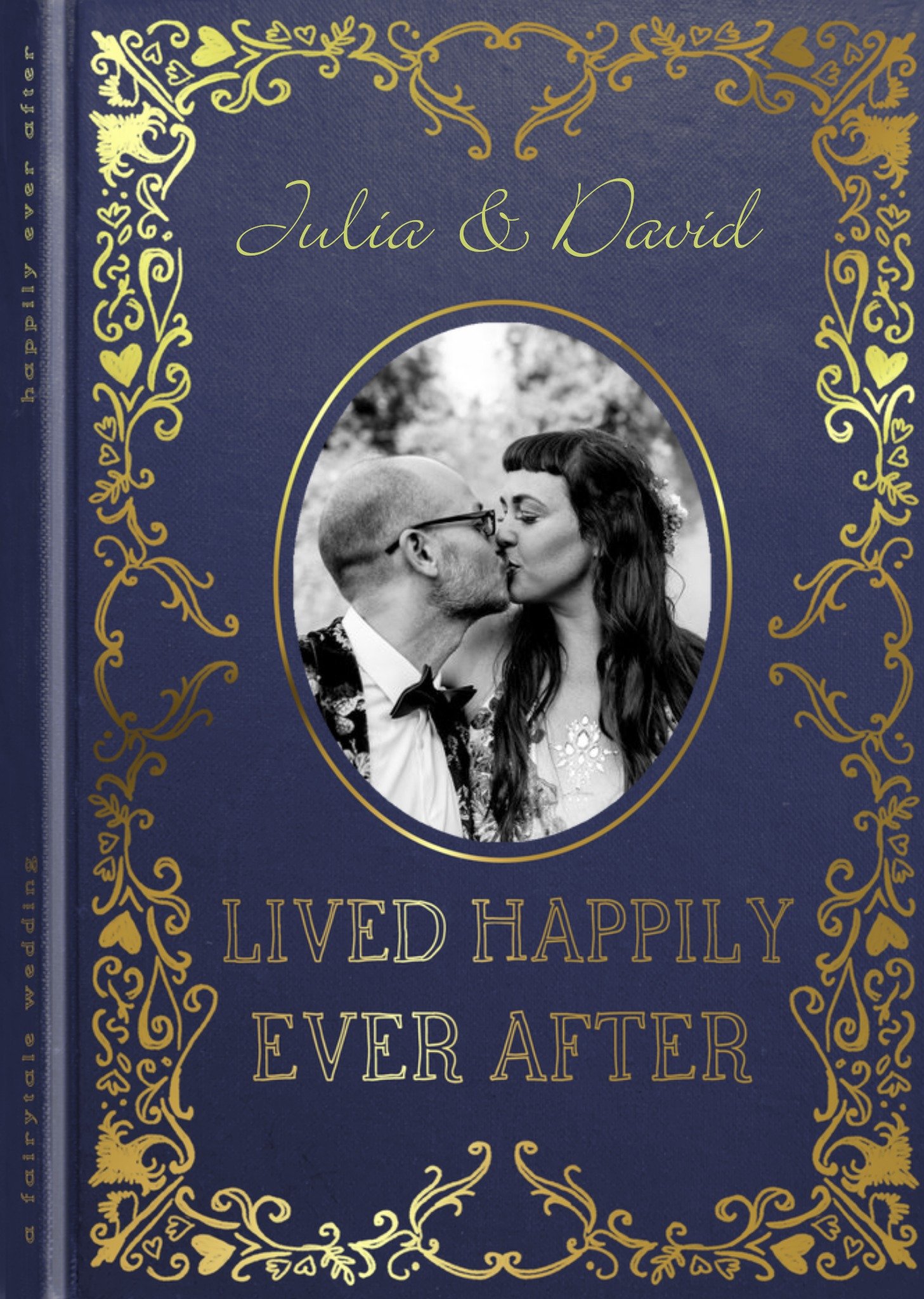 Okey Dokey Design Book Cover Photo Upload Lived Happily Ever After Wedding Card, Large