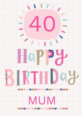 Cute Typographic Mum Birthday Card