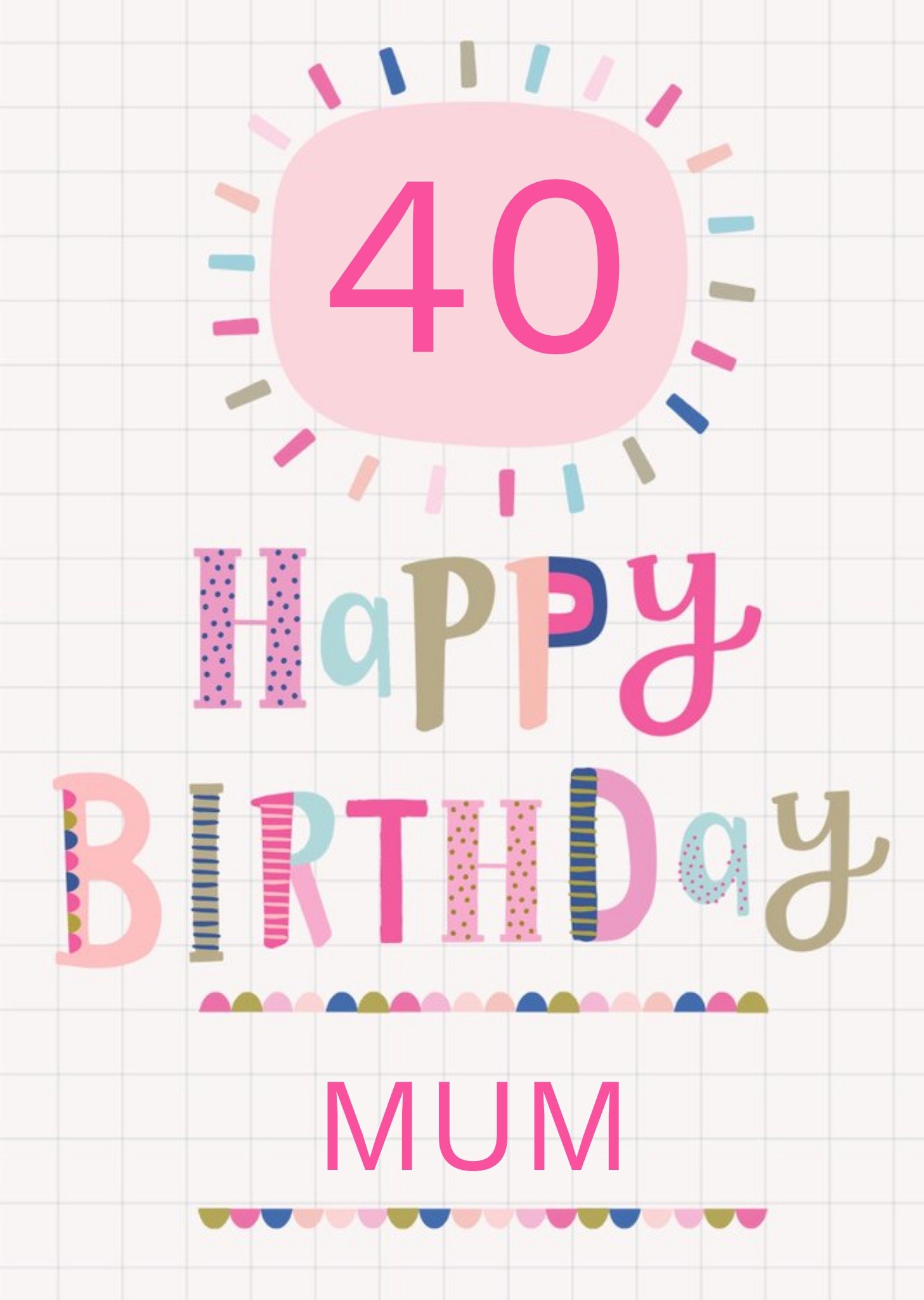 Moonpig Cute Typographic Mum Birthday Card, Large