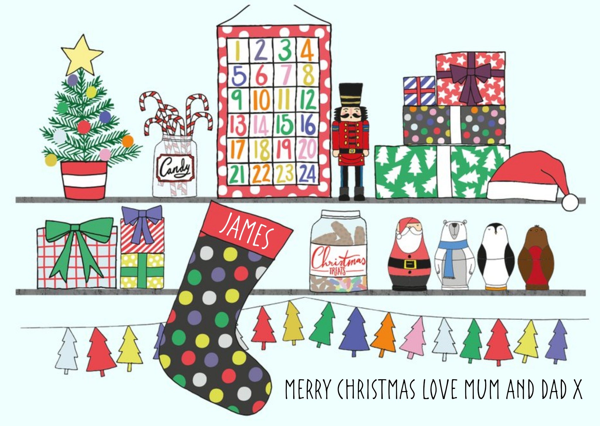 Moonpig Shelfie Personalised Christmas Card Ecard