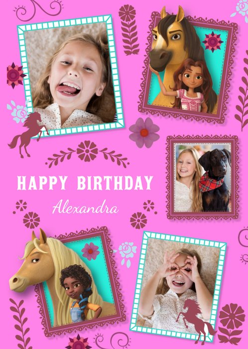 Universal Dreamworks Spirit the horse Multi Photo Upload Pink Birthday Card