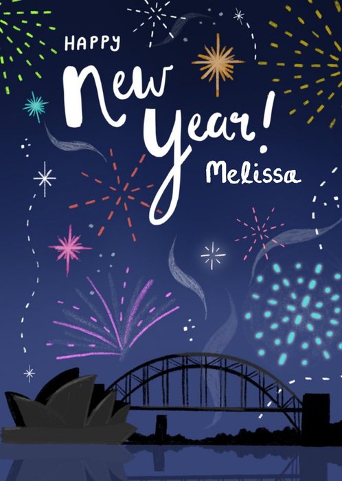 Millicent Venton Customisable Illustrated Sydney Skyline New Years Card