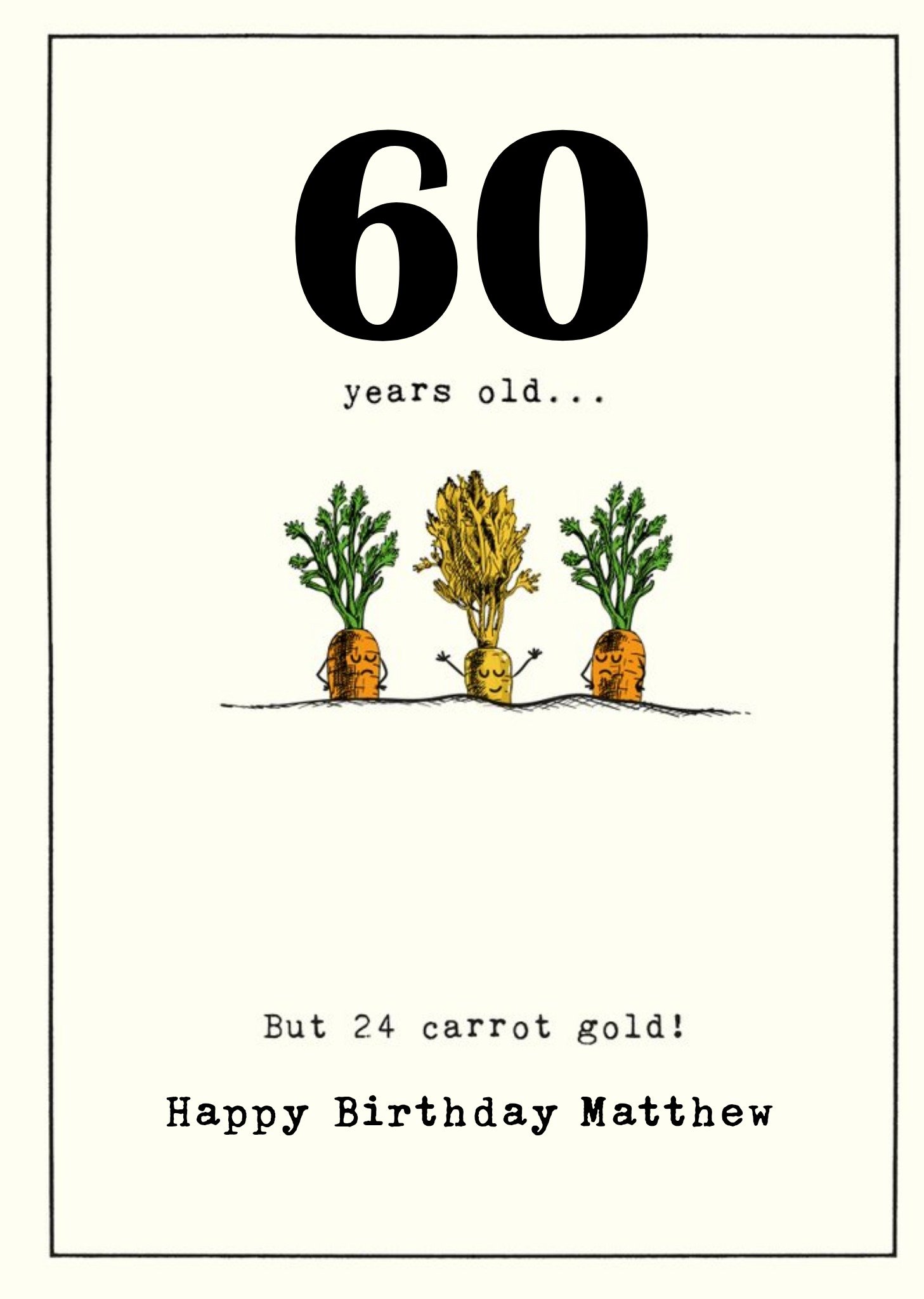 60 Years Old But 24 Carrot Gold 60th Birthday Card Ecard