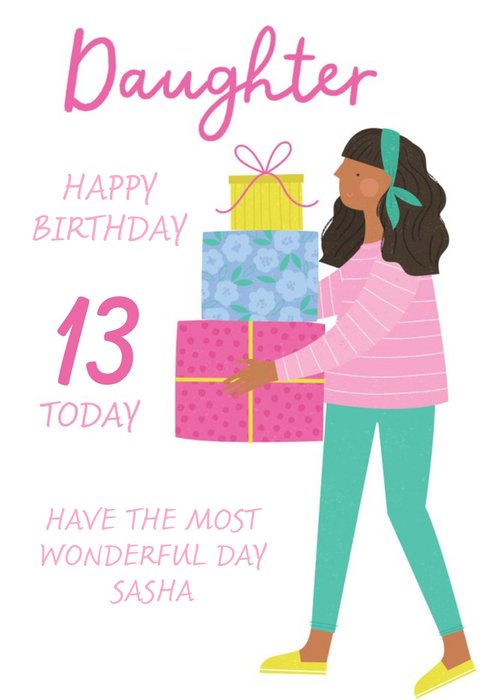 Pattern Wrapped Presents 13th Birthday Daughter Card