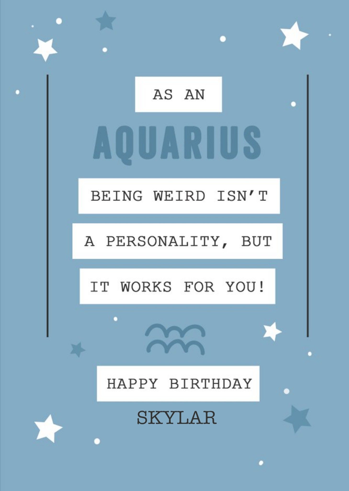 Moonpig Funny Weird Aquarius Zodiac Birthday Card, Large