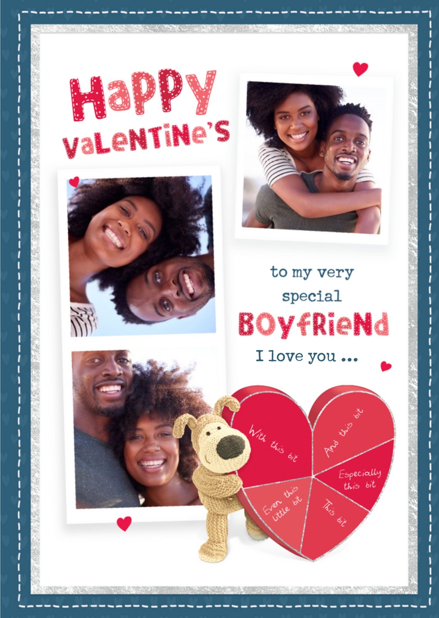 Cute Boofle My Special Boyfriend Photo Upload Valentine's Day Card, Large