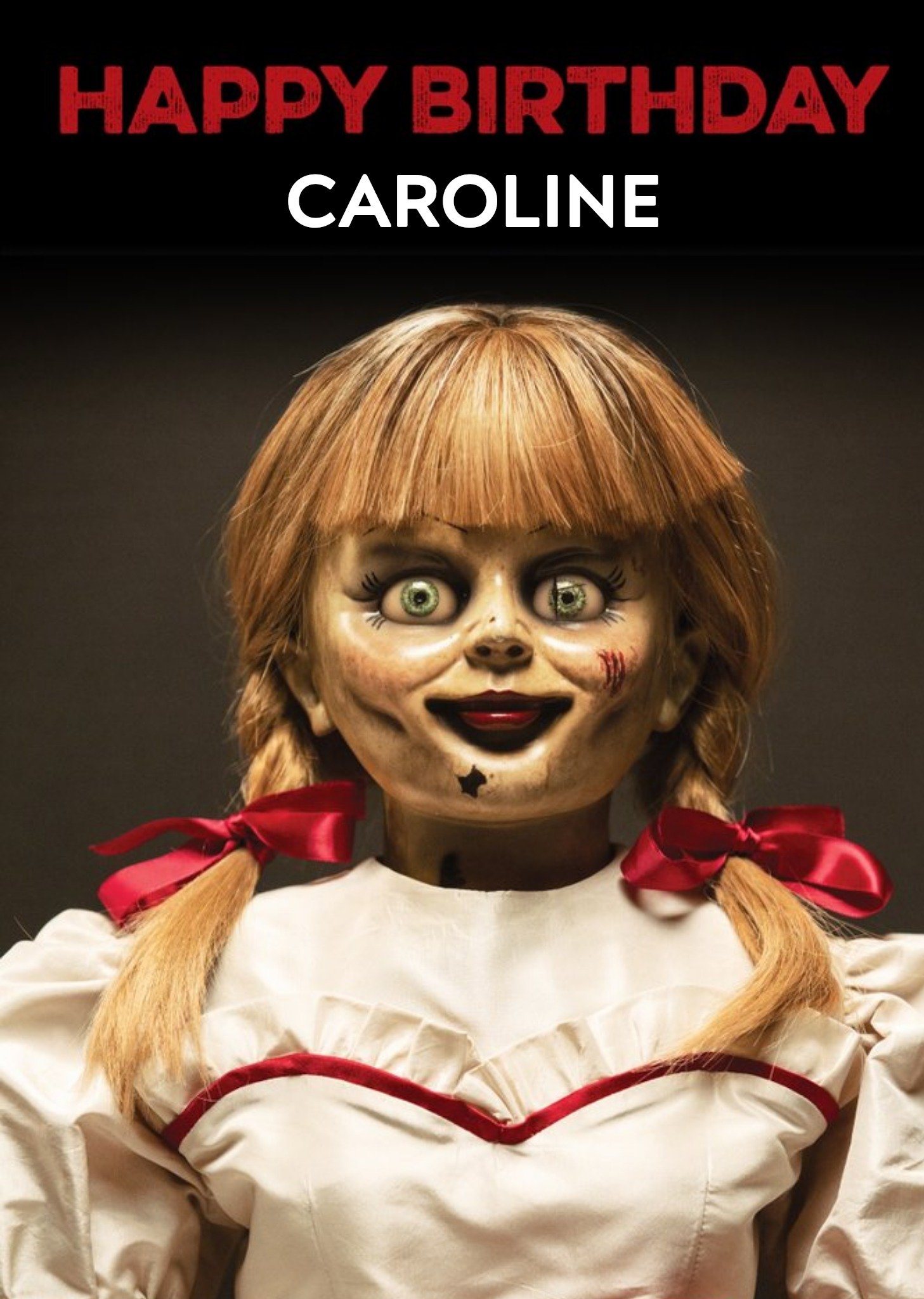 Other Warner Bros Annabelle Happy Birthday Personalise Name Card, Large