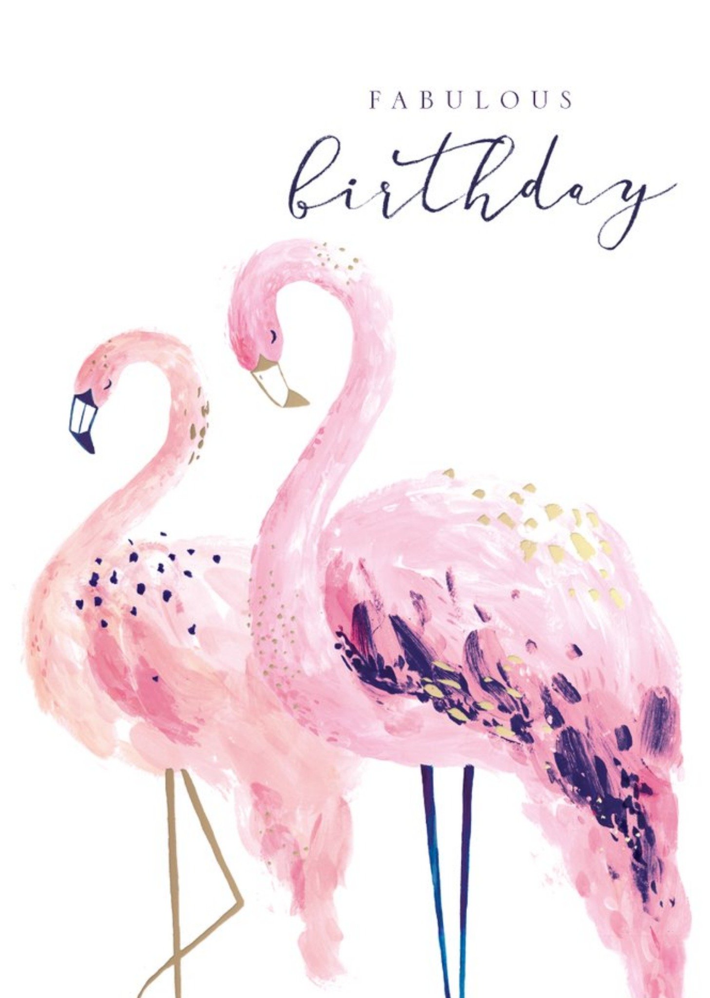 Flamingos Painted Fabulous Birthday Card Ecard