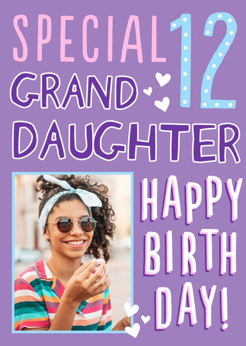 Big Bold Type Special Granddaughter Photo Upload 12 Birthday Card