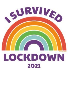 Illustrated Rainbow I Survived Lockdown 2021 T-Shirt