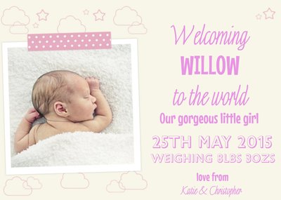 New Baby Girl Announcement Card