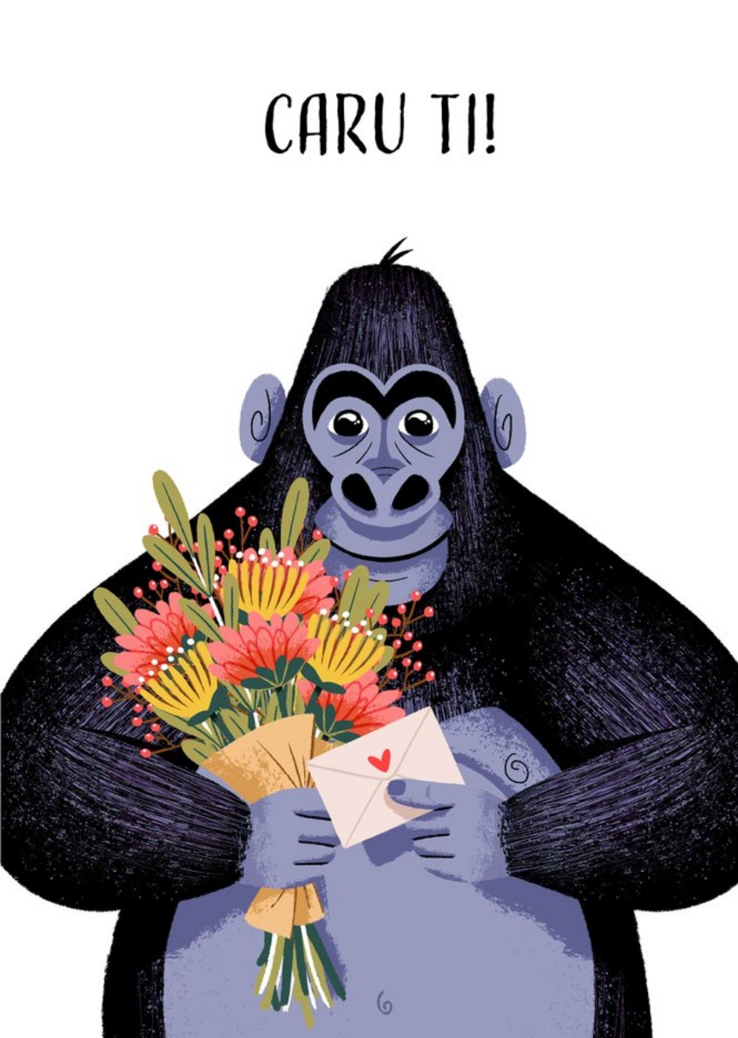 Moonpig Folio Gorilla Love Welsh Valentines Day Card, Large