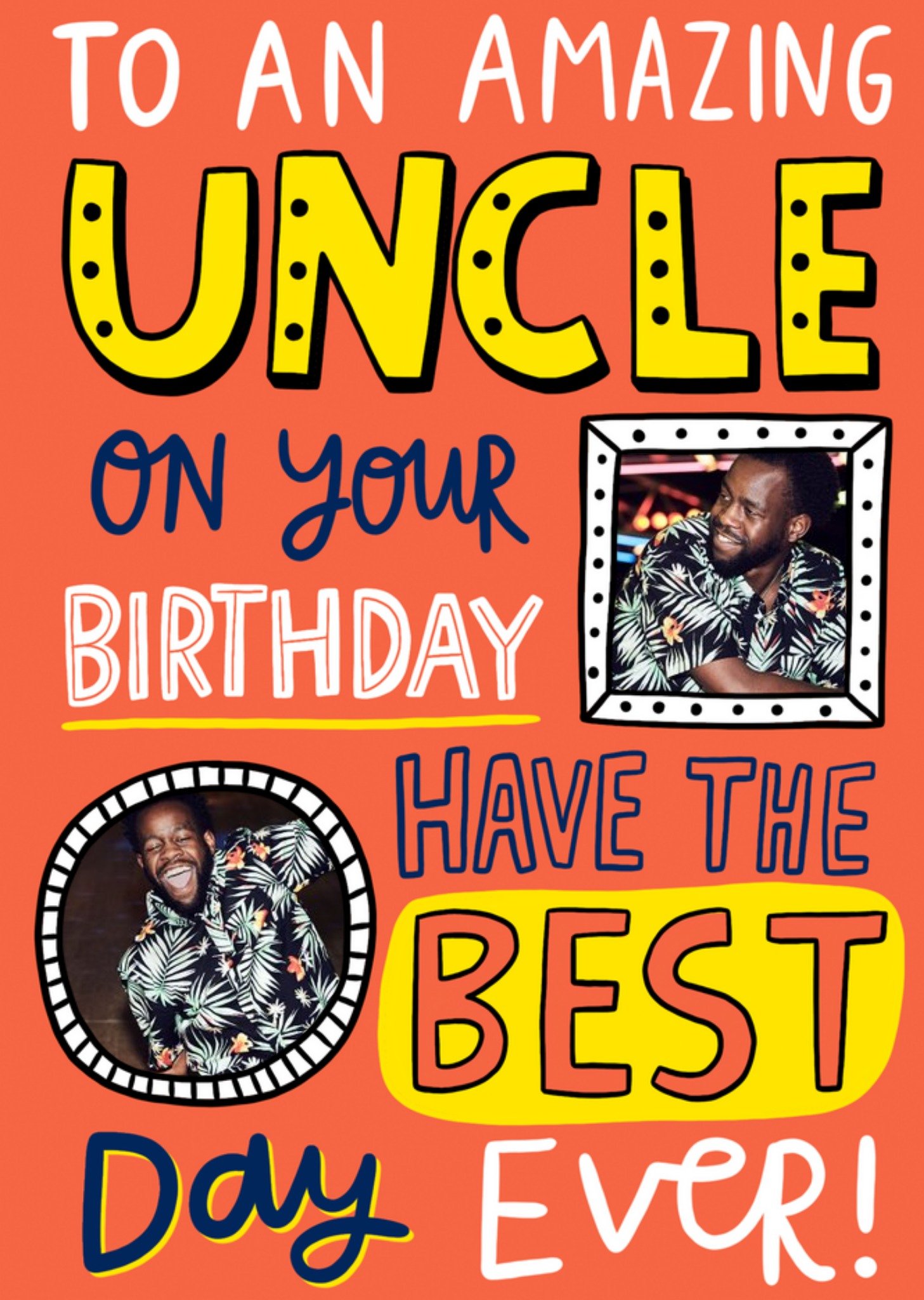 Moonpig Amazing Uncle Typographic Photo Upload Birthday Card, Large