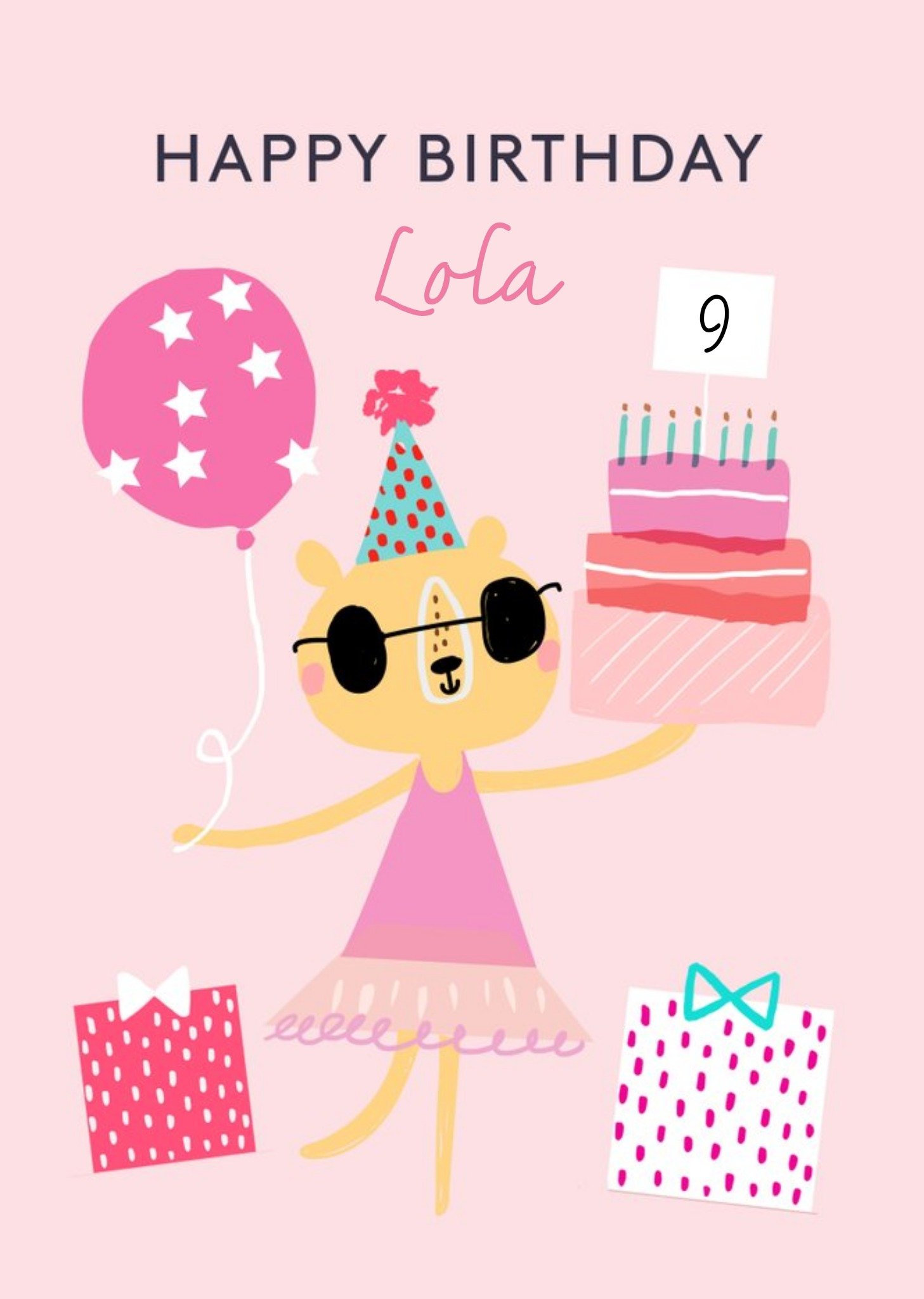Moonpig Party Oclock Personalised 9th Birthday Card, Large