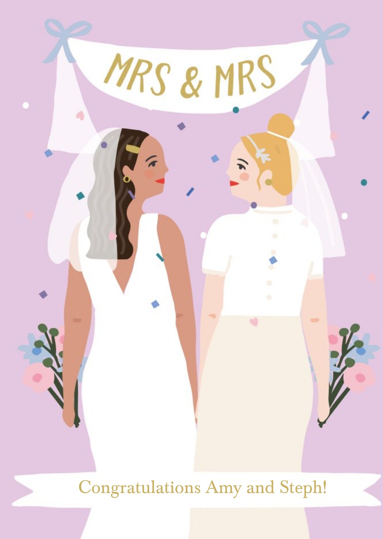 Mrs & Mrs Congratulations Wedding Day Card Ecard