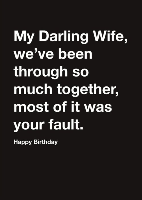 Carte Blanche My Darling Wife Humour Happy Birthday Card