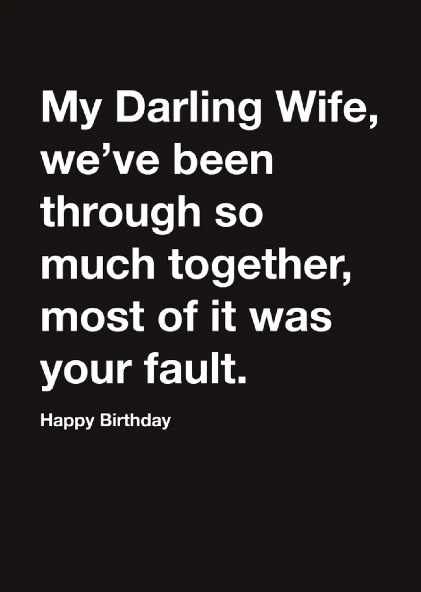 Moonpig Carte Blanche My Darling Wife Humour Happy Birthday Card, Large