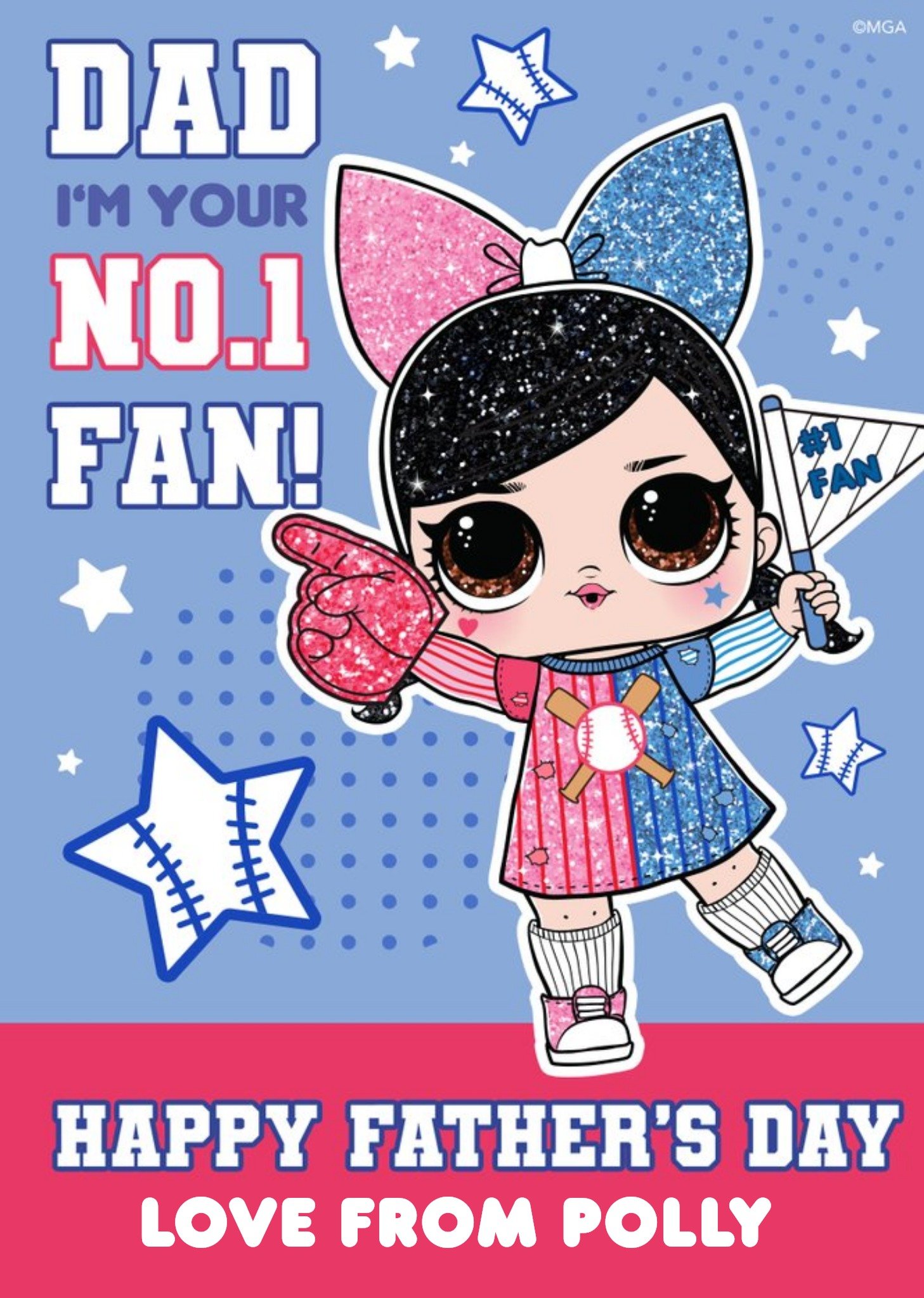 Moonpig Lol Surprise Baseball Theme No.1 Fan Father's Day Card Ecard