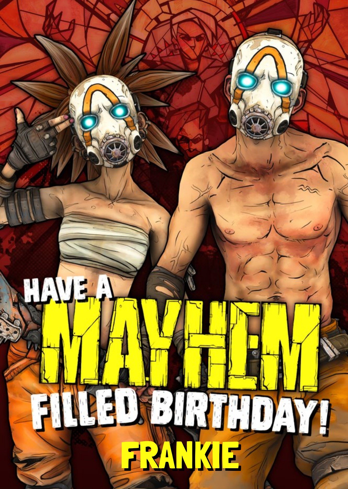 Illustrated Borderlands 3 Mayhem Filled Birthday Card