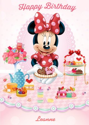 Disney Minnie Mouse Afternoon Tea Personalised Happy Birthday Card