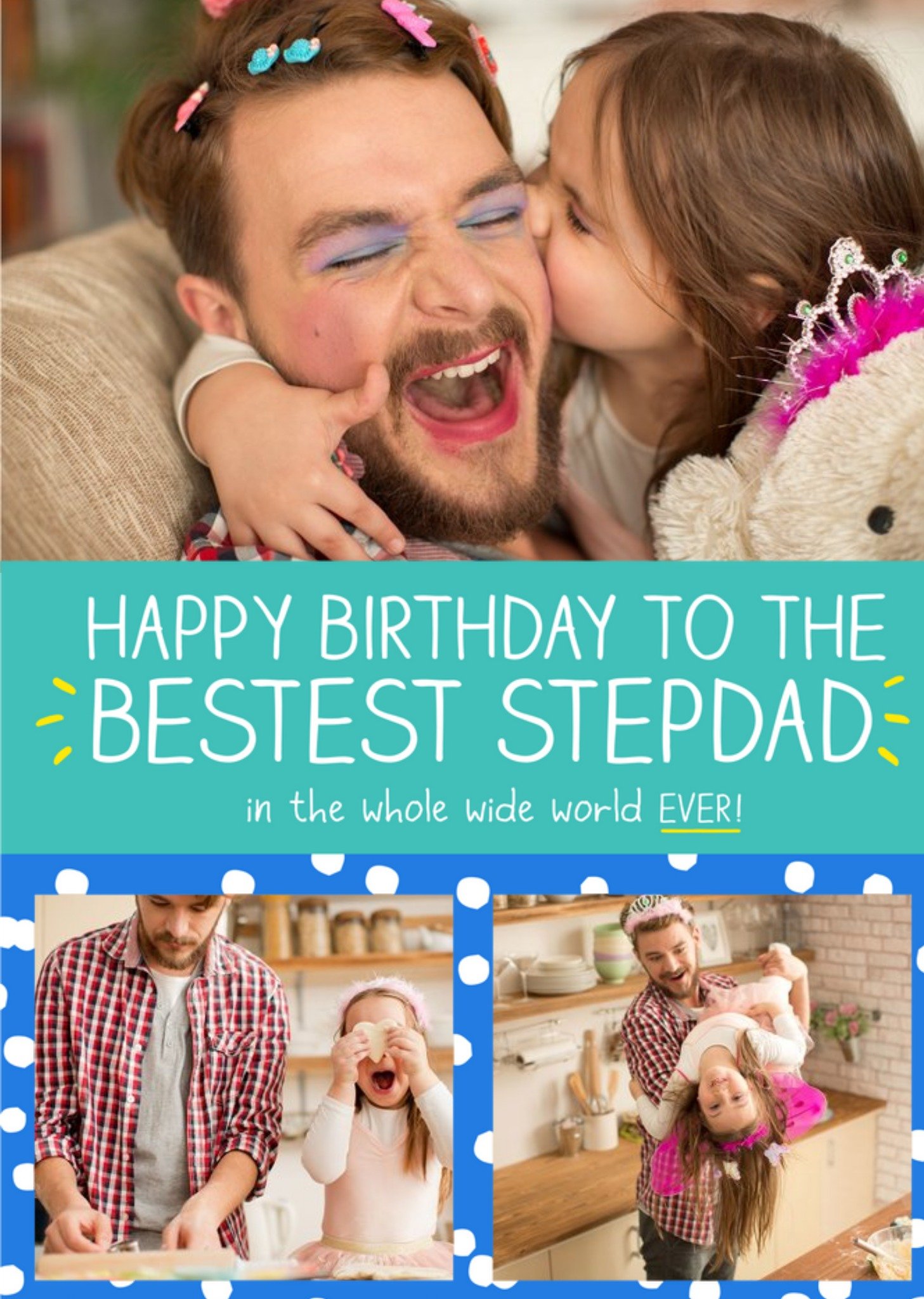 Happy Jackson Bestest Stepdad Personalised Photo Birthday Card, Large