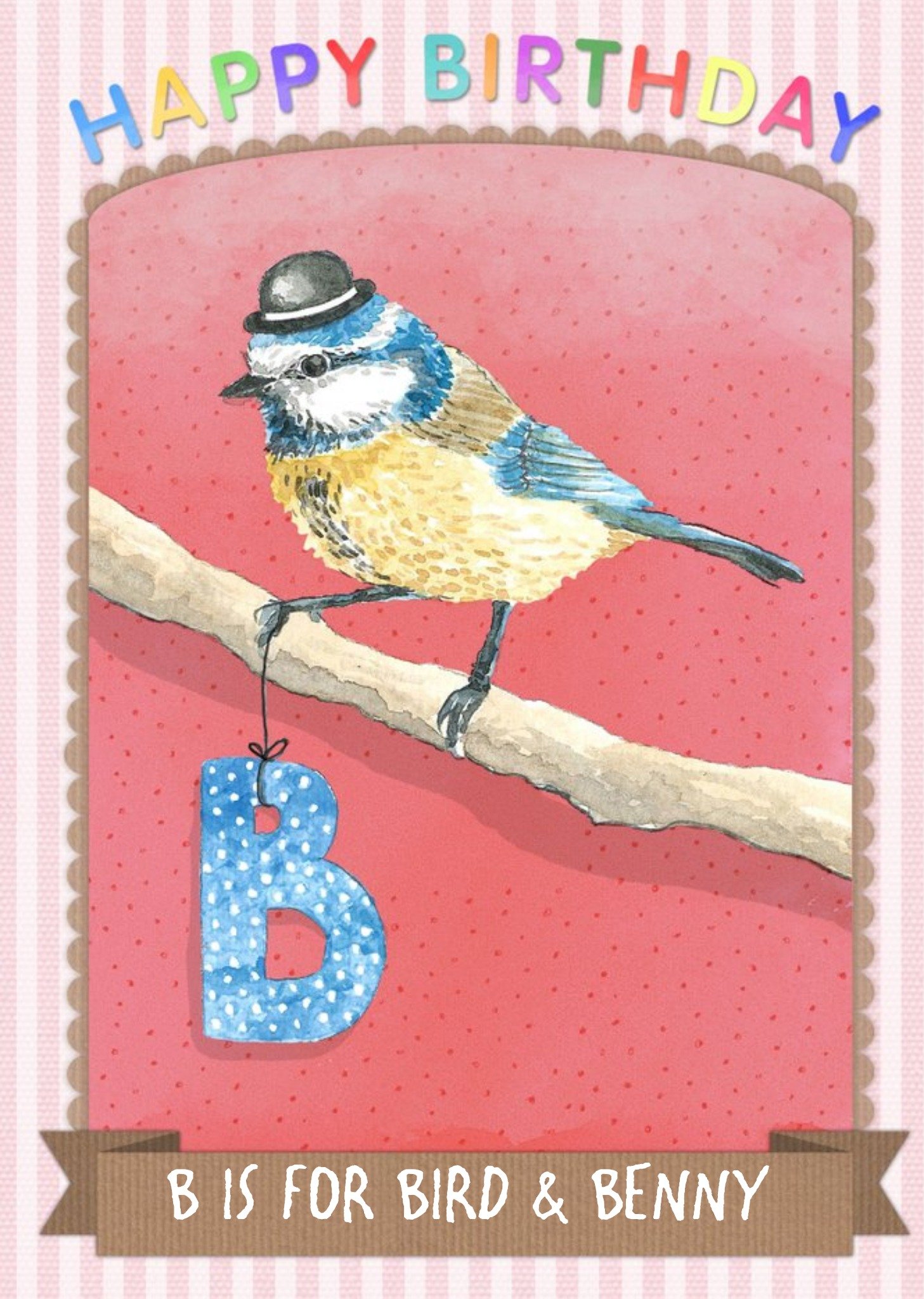 Moonpig Alphabet Animals Antics B Is For Personalised Happy Birthday Card, Large