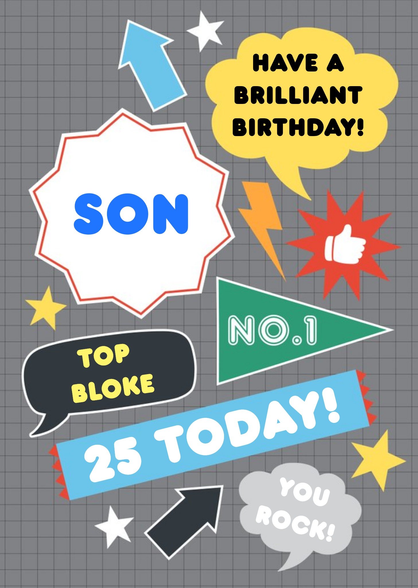 Moonpig Personalised Top Bloke Happy Birthday Son Card, Large