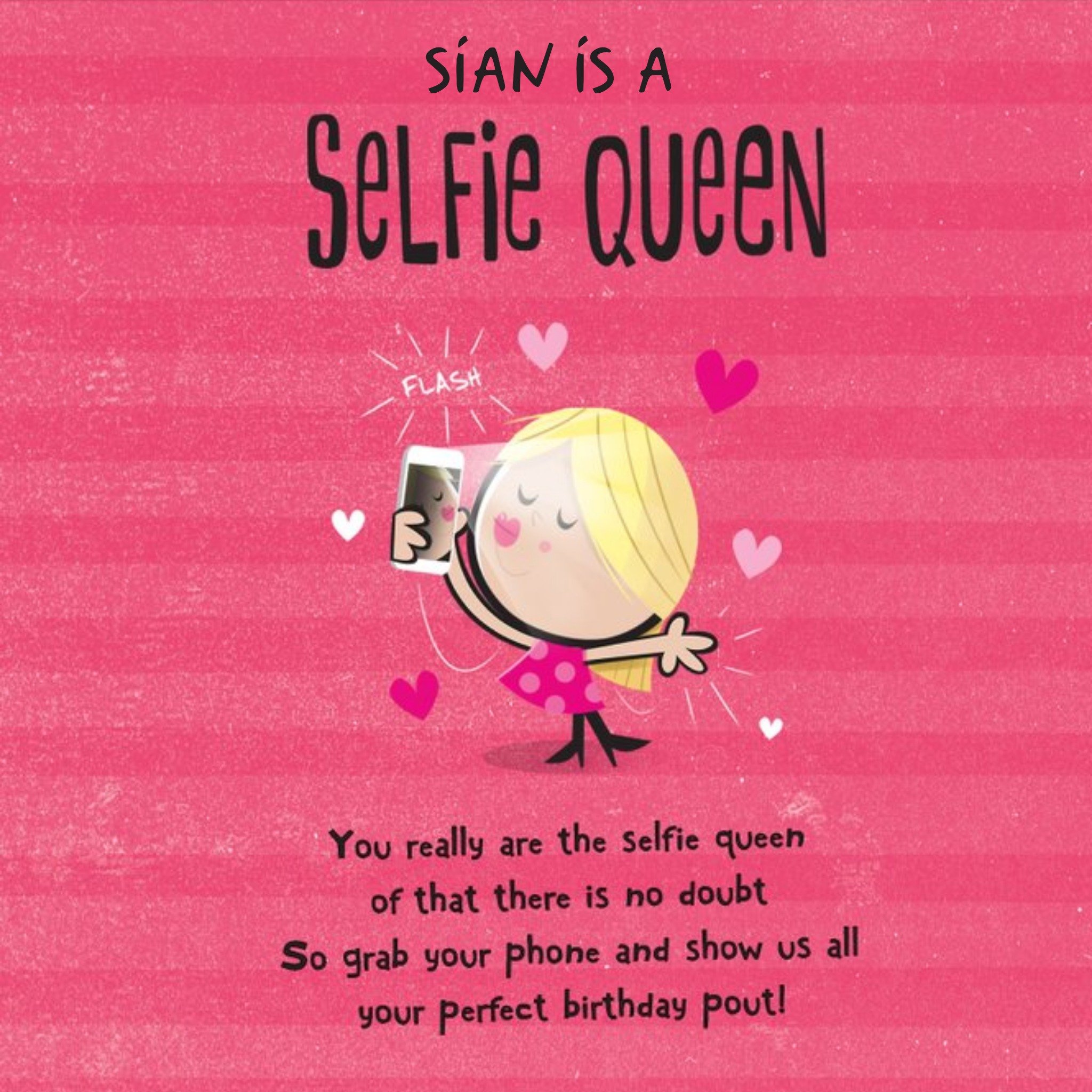 Personalised Name Is A Selfie Queen Card, Square