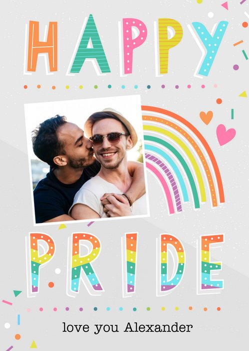 Typographic Happy Pride Photo Upload Card