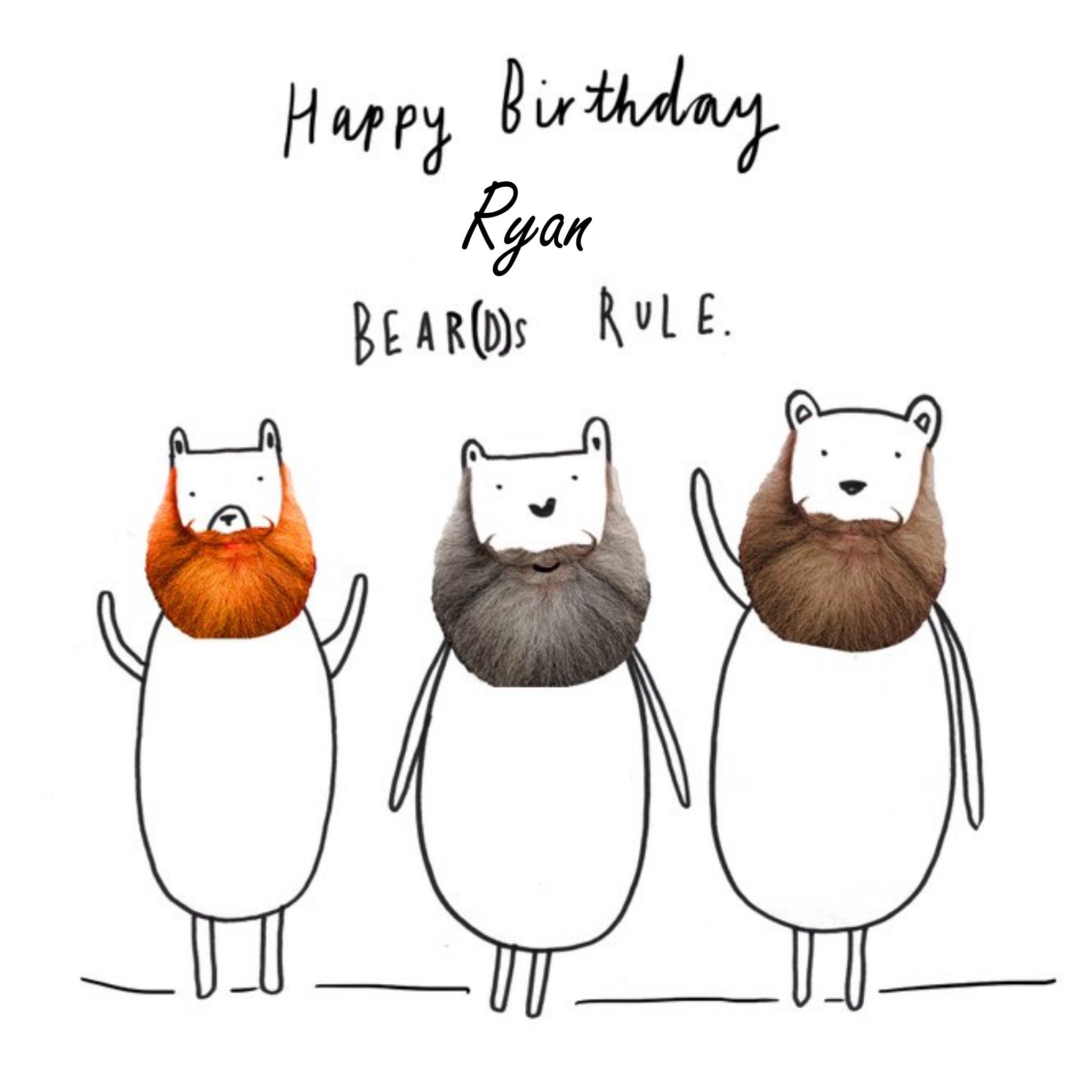Moonpig Beards Rule Personalised Birthday Card, Square
