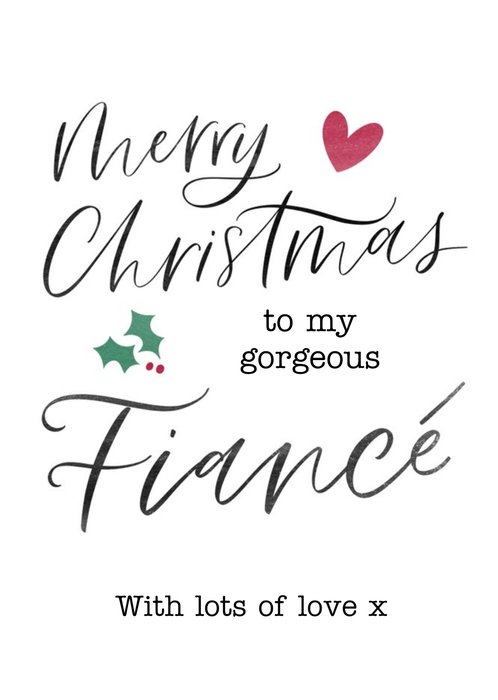 Modern Typographic Gorgeous Fiance Christmas Card