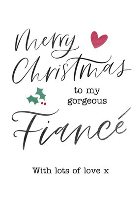 Modern Typographic Gorgeous Fiance Christmas Card