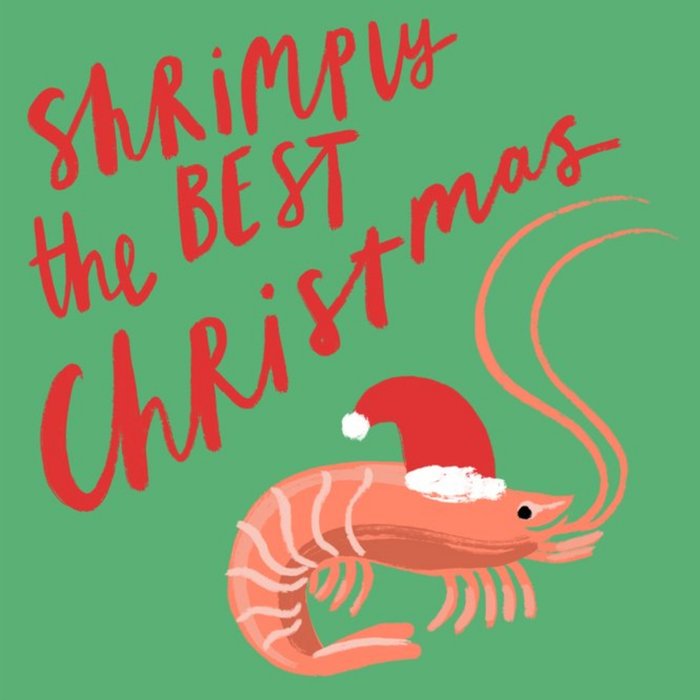 Katy Welsh Illustrated Shrimp Pun Christmas Card