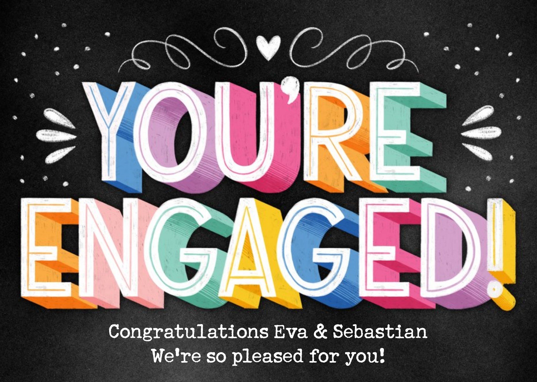 Colourful 3D Text You're Engaged Engagement Card Ecard